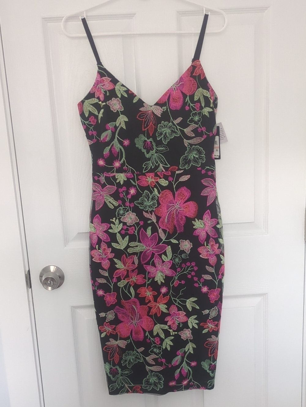 NWT Guess Black Floral Embroidered Midi Dress $138 Retail